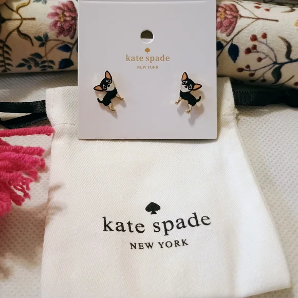 Kate Spade Chihuahua Enamel Earrings - Picture 2 of 3